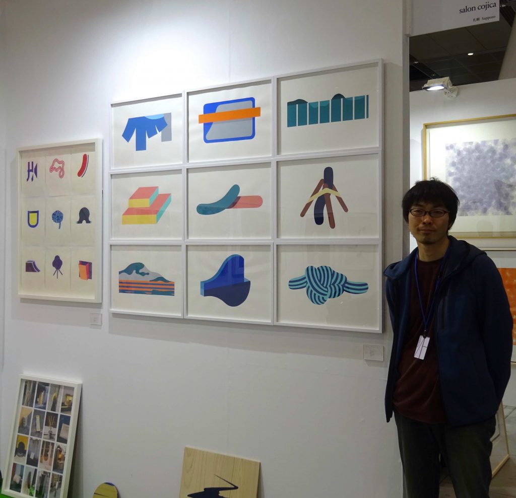 Artist SUZUKI Yuya 鈴木悠哉, salon cojica booth wall with his works