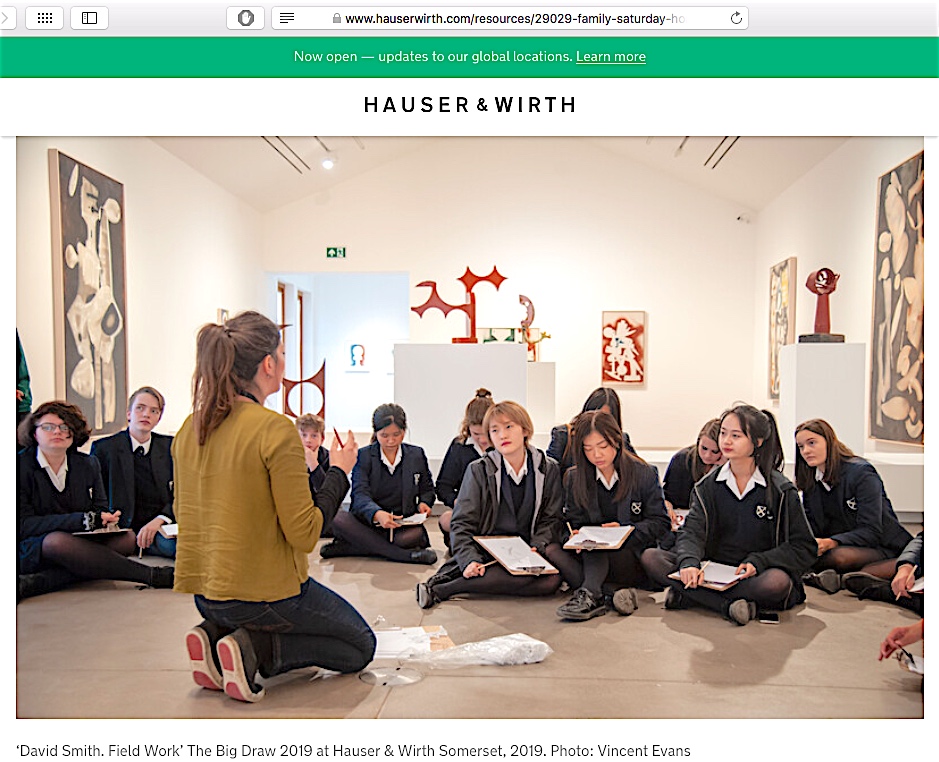 screenshot from Hauser & Wirth website 2020:7:16