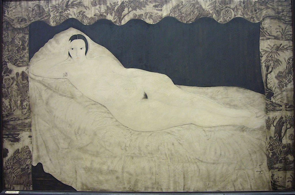藤田嗣治-Léonard Foujita- Nu à la toile de jouy 1922