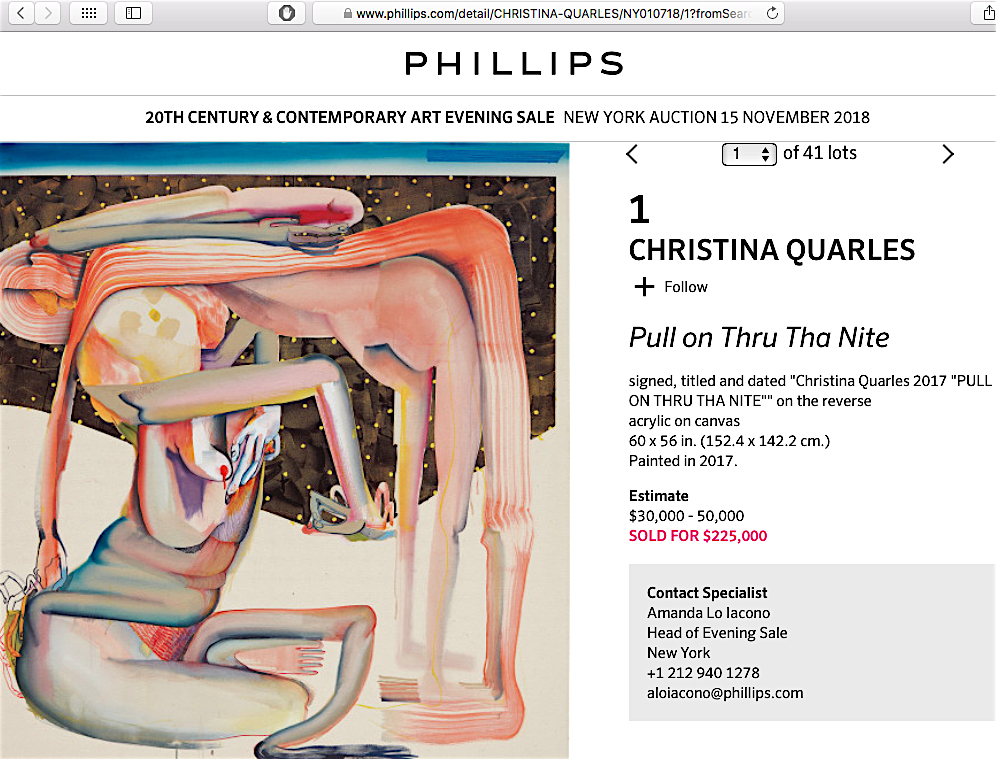 CHRISTINA QUARRELS  Art Flipper Auction New York 2018