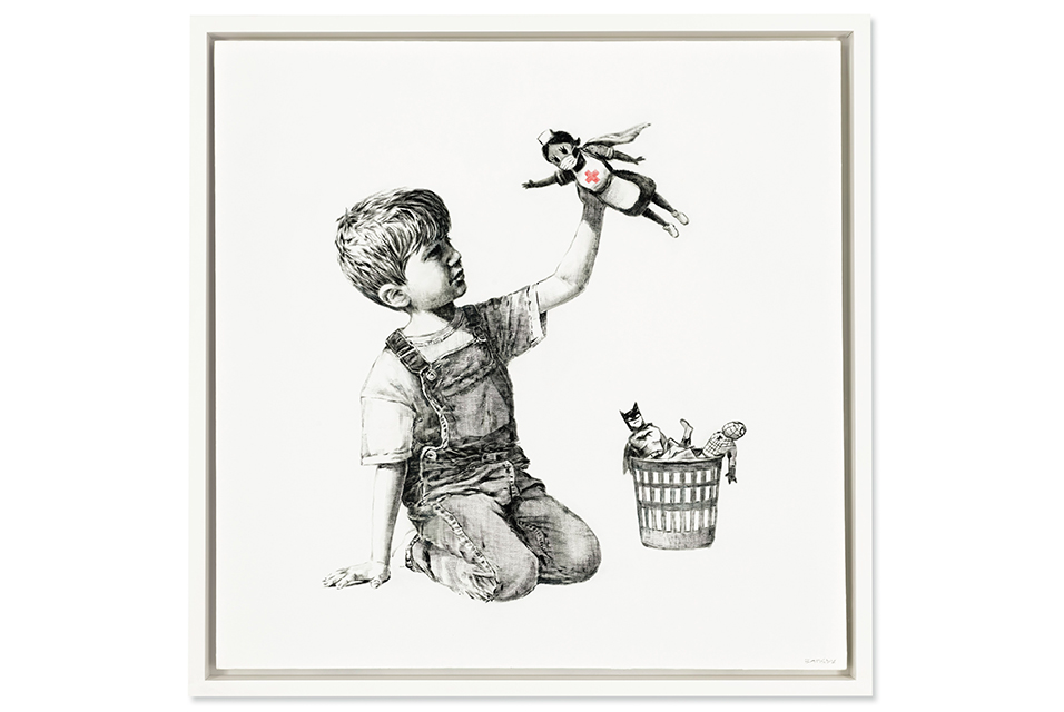 Banksy, Game Changer, oil on canvas, 35.7:8 x 35.7:8in. (91 x 91cm.), painted in 2020