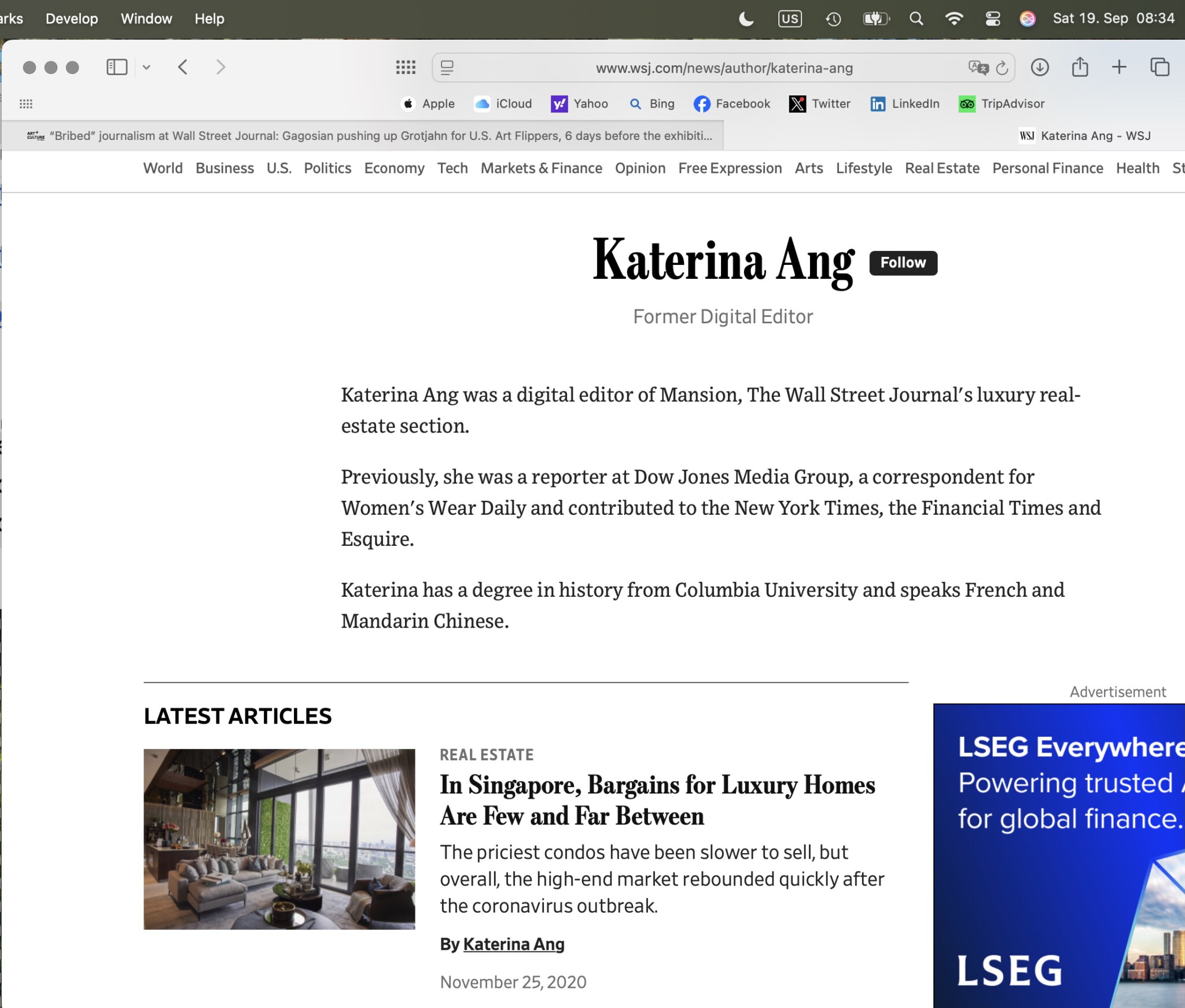 Gagosian Gallery bribing Wall Street Journal, New York, via Katerina Ang