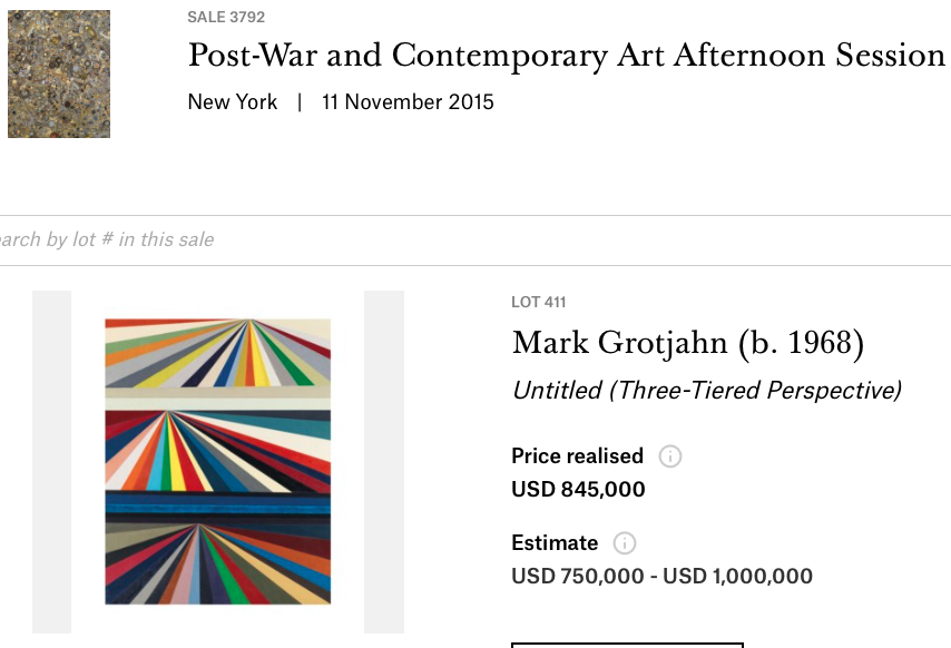 Mark Grotjahn “Untitled (Three-Tiered Perspective)” 1999, bought by MAEZAWA Yusaku @ Christie’s New York, 11 November 2015
