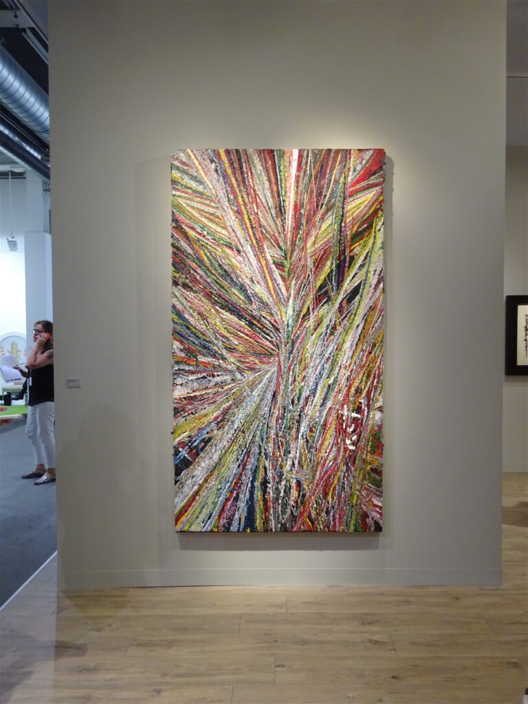 Mark Grotjahn “Untitled (Yellow and Green Low Fall Face 41.80)” 2011, LÉVY GORVY Booth ART BASEL June 2018, unsold at Christie’s London, October, 2018