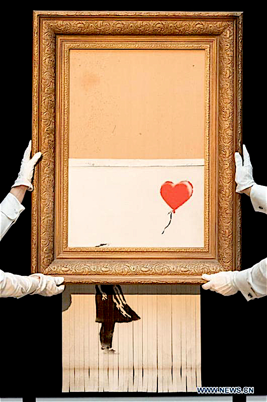 バンクシー 少女と風船 愛はごみ箱の中に Banksy Girl with Balloon Love Is in the Bin