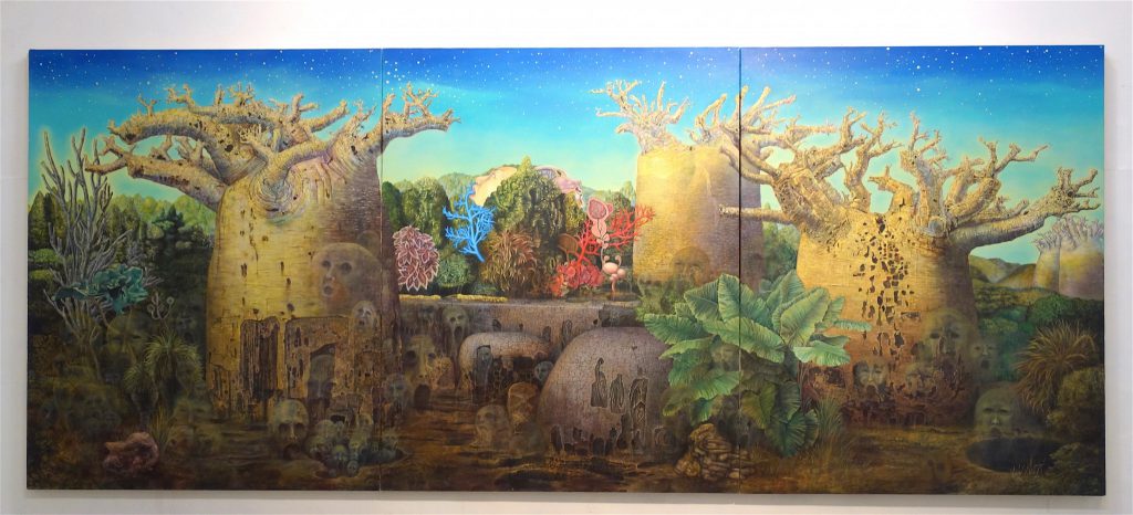 MAKIDA Emi 牧田恵「未来のバオバブ」2012、油絵具、キャンバス、1620 x 3910 mm