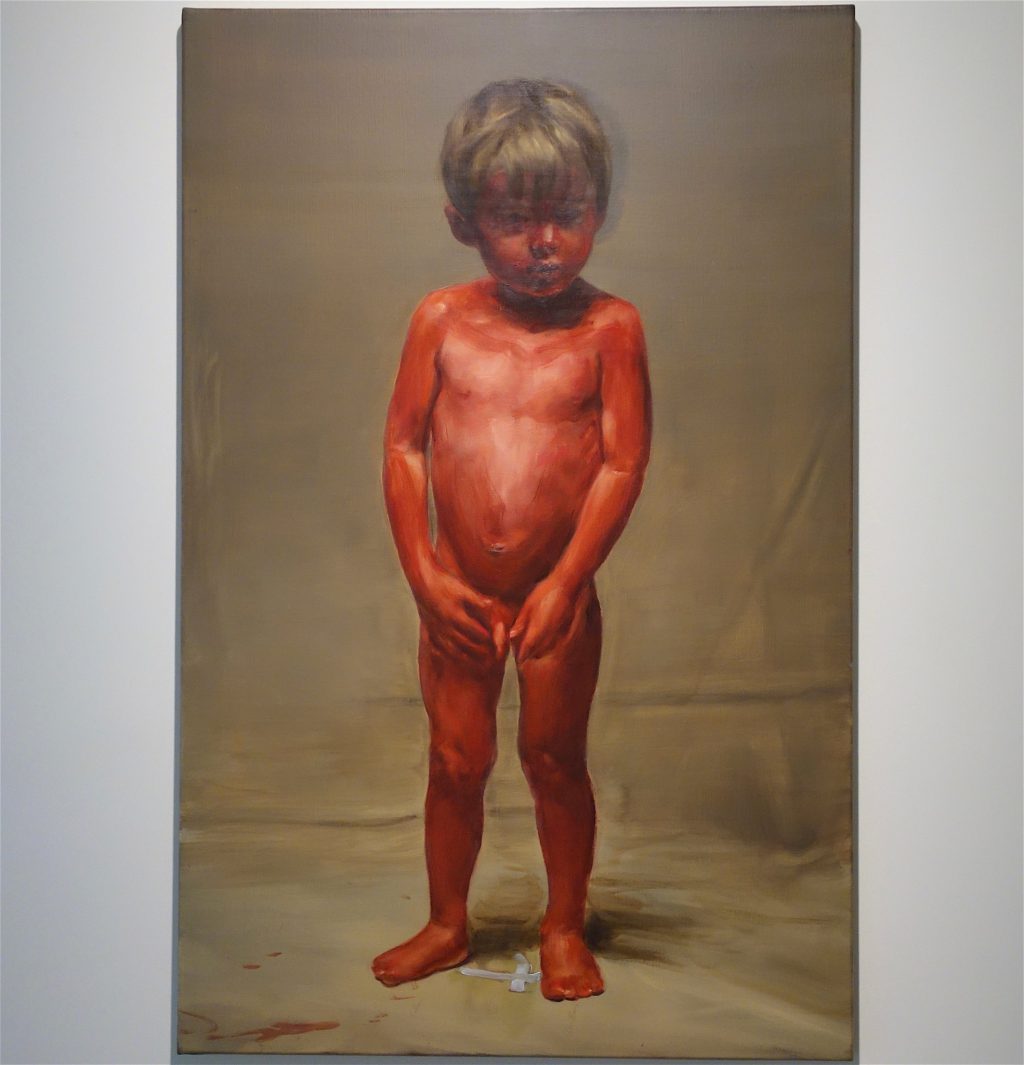 Michaël Borremans “Fire from the Sun (single figure standing)” 2018, oil on canvas