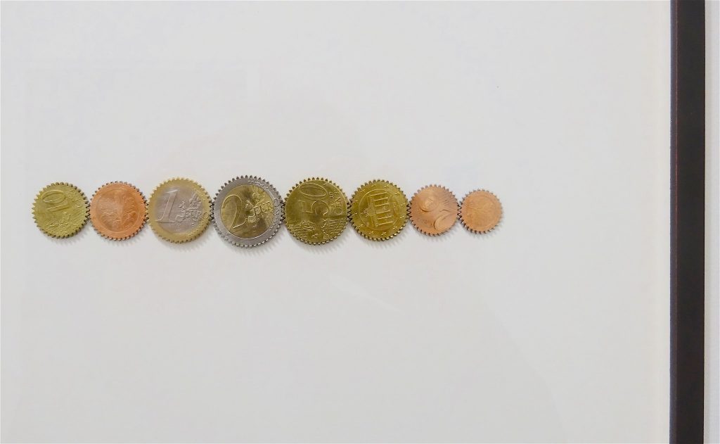 Alicja Kwade “Treibwerk” 2016, 8 coins, framed, Variation 7 of 8, with 2 AP @ 303