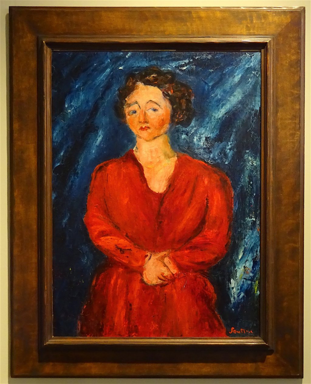 Chaim Soutine “Woman in Red on Blue Ground” 1928, Oil on canvas