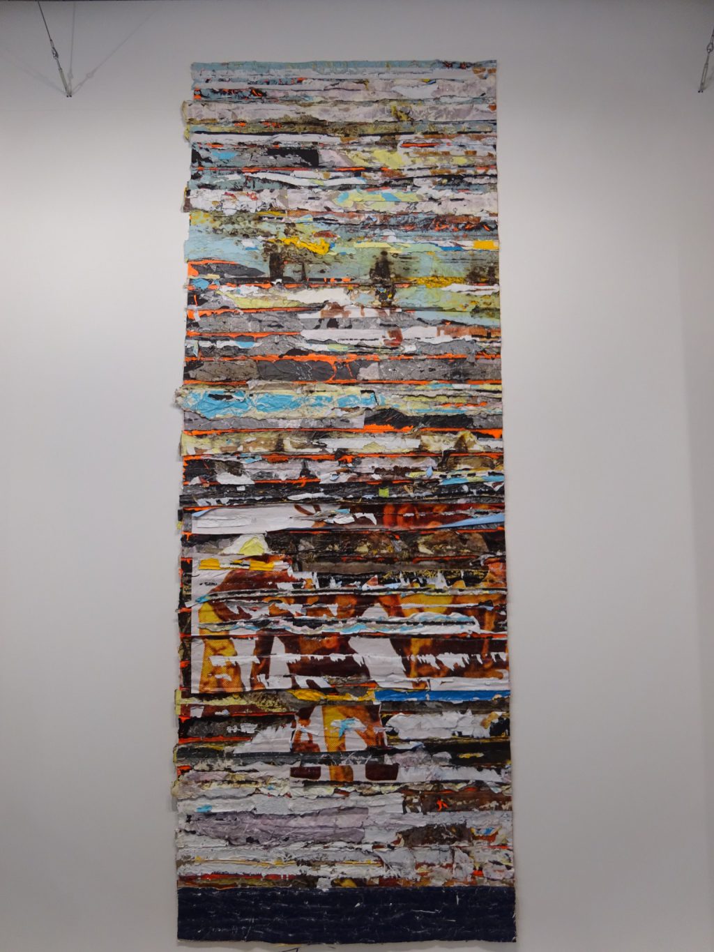 Mark Bradford “Battle (Trimmed Extra) 2017, mixed media on canvas, unique, 353.1 x 132.1 x 3 cm Hauser & Wirth