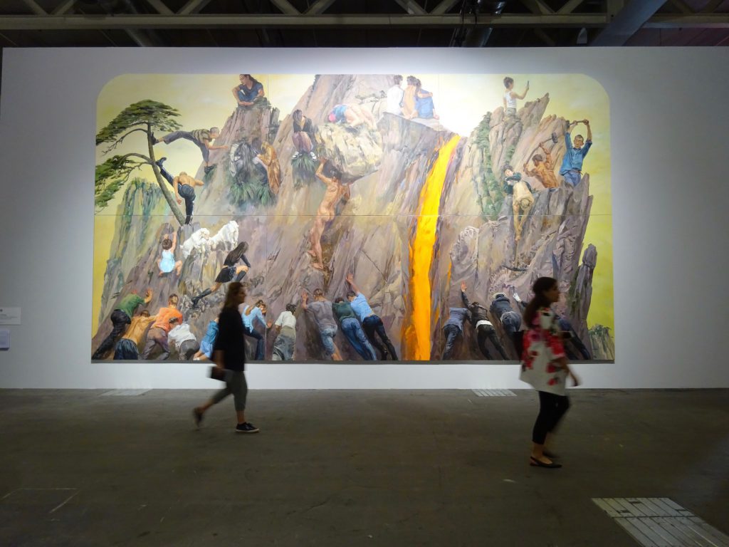 Yu Hong “Old Man Yu Gong Is Still Moving Away Mountains” 2017, Acrylic on canvas; 6 panels, 250 x 300 cm each, overall dimensions 500 x 900 cm @ UNLIMITED Long March Space
