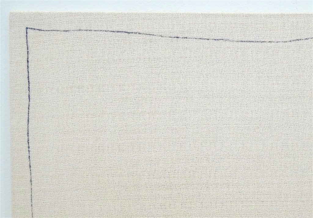 ロバート・ライマン Robert Ryman “Bent Line Drawing 20” x 20””, 1970, Ball-point pen on stretched polyester fabric over fiberboard, 50.8 x 50.8 cm, detail