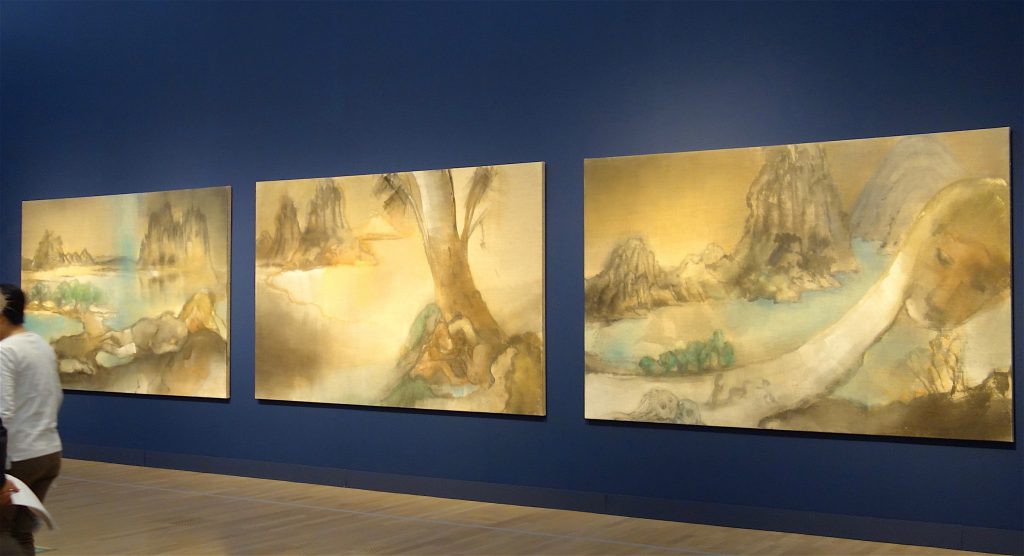 イケムラレイコ IKEMURA Leiko 「Tokaido 東海道, Genesis 始原 and Tokaido 東海道」 2015, Tempera on jute, each 190×290 cm