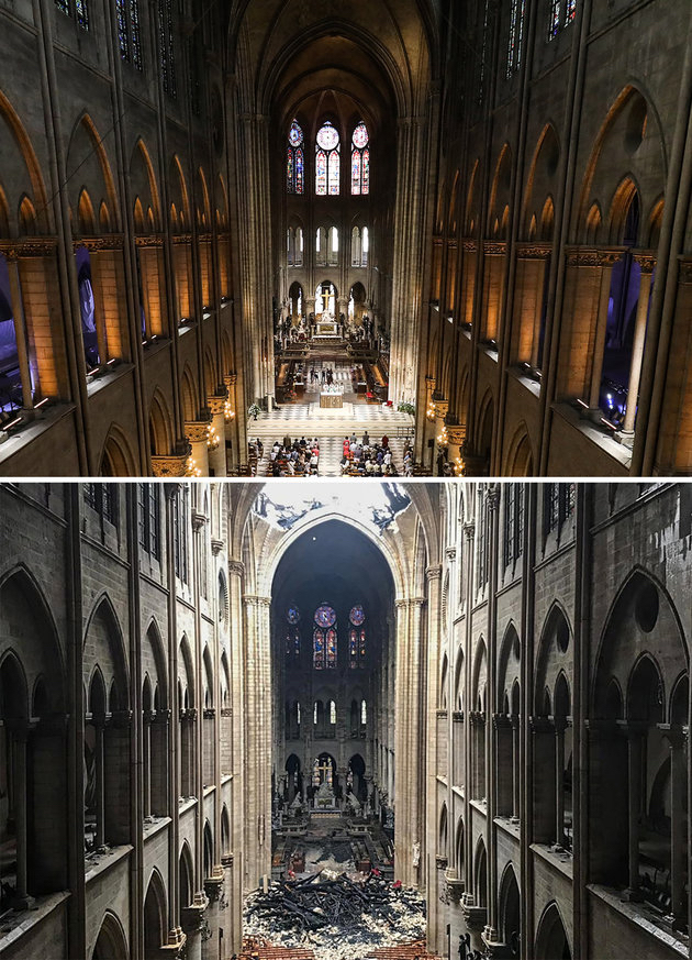 Cathédrale Notre-Dame de Paris パリ・ノートルダム大聖、内部画像の比較