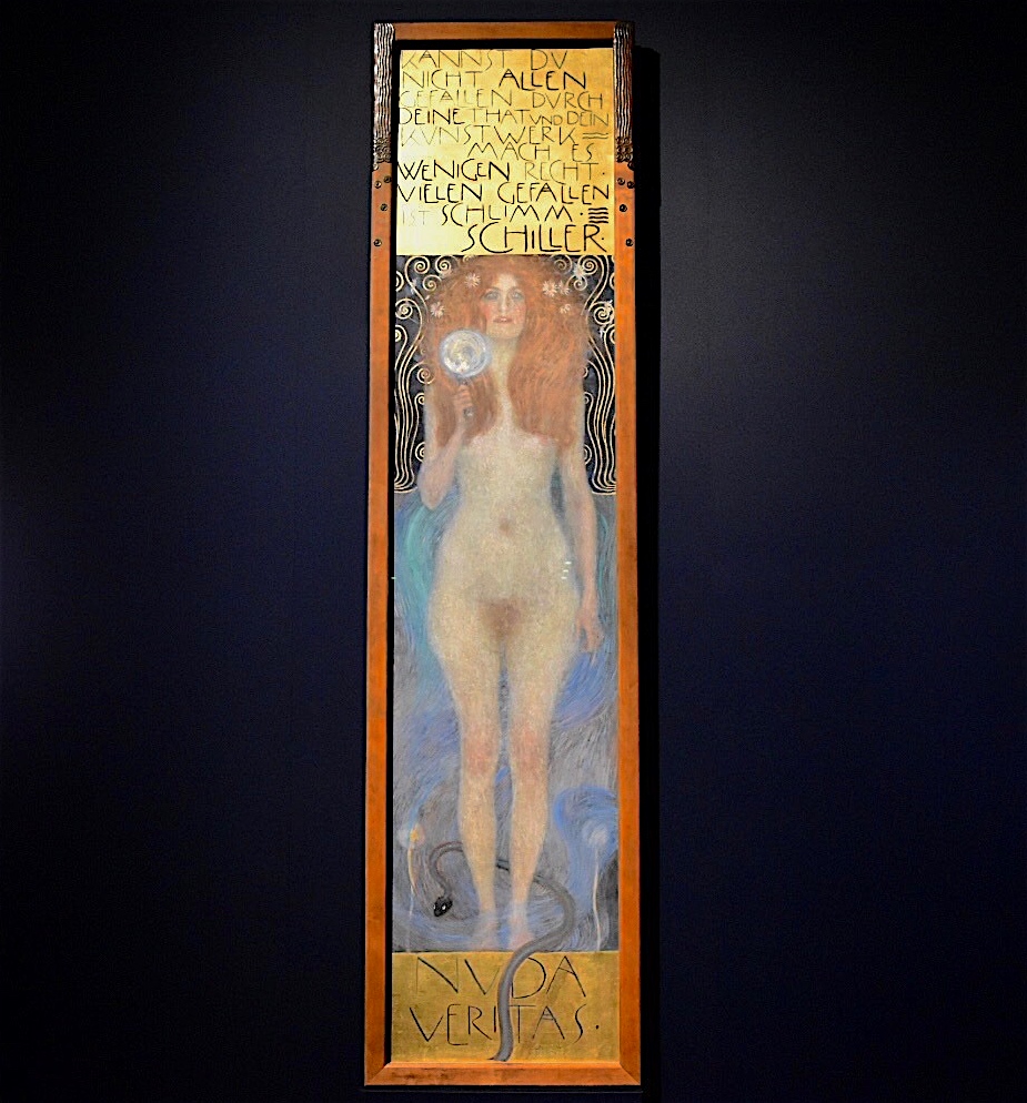 Gustav Klimt “Nuda Veritas” 1899, Öl auf Leinwand, 244 x 56.5 cm
