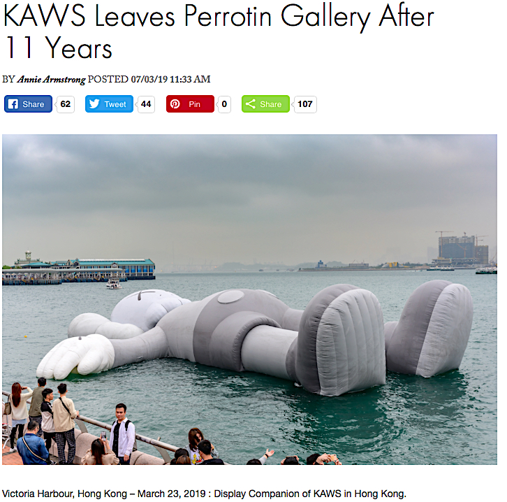 KAWS leaves Perrotin (artnews)