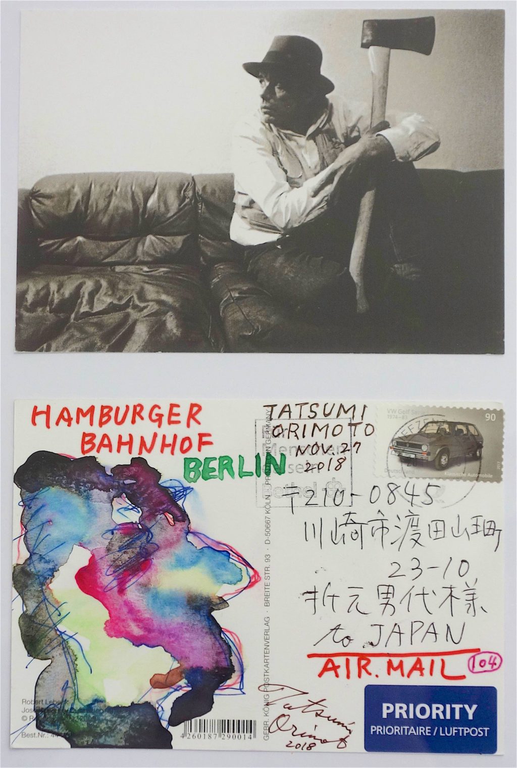 折元立身 ORIMOTO Tatsumi Postcard Drawing from Berlin, unique