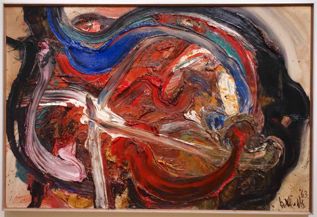 白髪 一雄 SHIRAGA Kazuo 天富星撲天雕 Tenpusei Hakutencho (Wealth star striking hawk) 1963 Oil on canvas