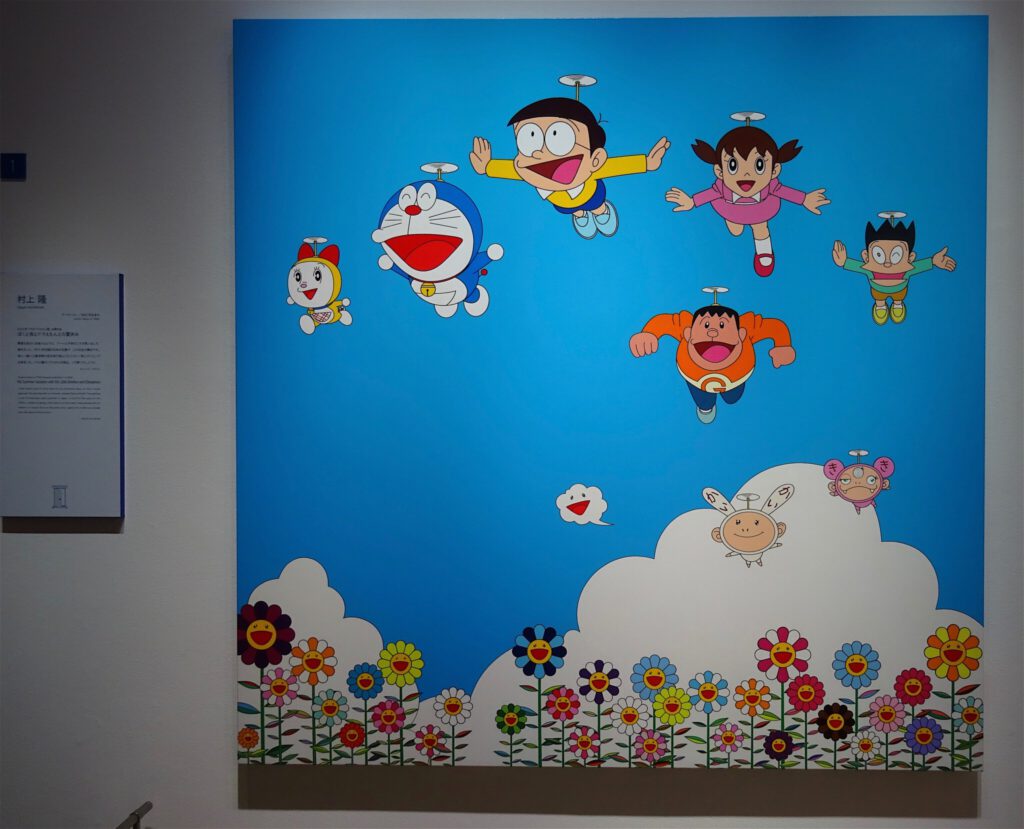 村上隆「ぼくと弟とドラえもんと夏休み」(My Summer Vacation with My Little Brother and Doraemon) 2002年、キャンバス、アクリル、H 1800 mm x 1805 mm