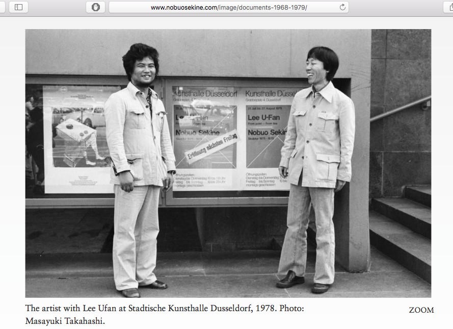 SEKINE Nobuo 関根伸夫 and Lee Ufan 李 禹煥 リ・ウーファン 1978, screenshot from the website of Sekine