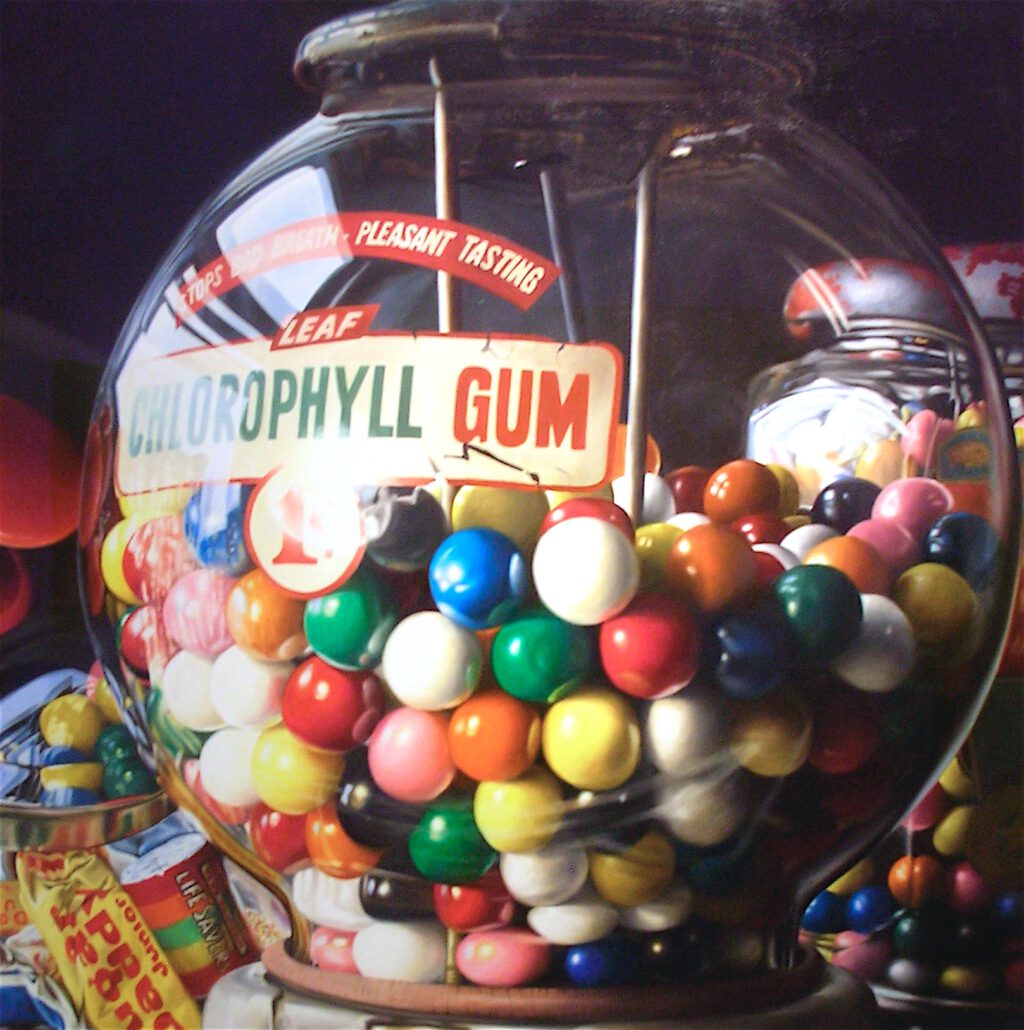 Charles Bell, ‘Gum Ball No.10: “Sugar Daddy”’ 1975, oil on canvas, 167.6 x 167.6 cm, Solomon R. Guggenheim Museum