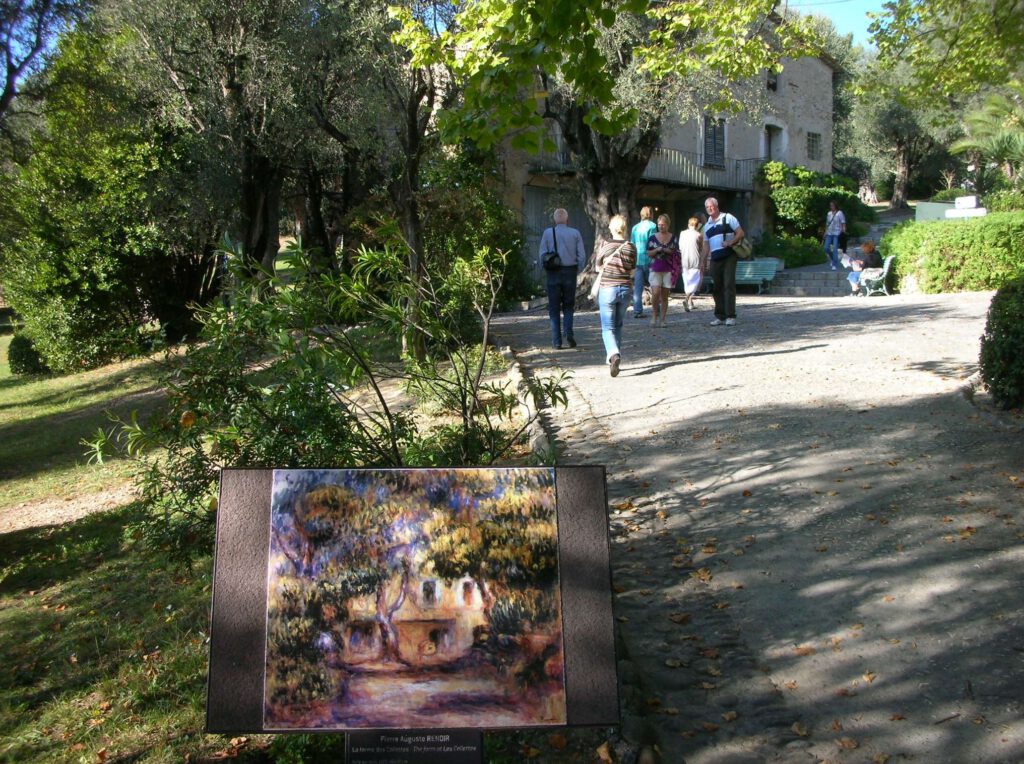 カーニュ＝シュル＝メール Pierre-Auguste Renoir House-Atelier Garden in Cagnes-sur-Mer with painting explanation board