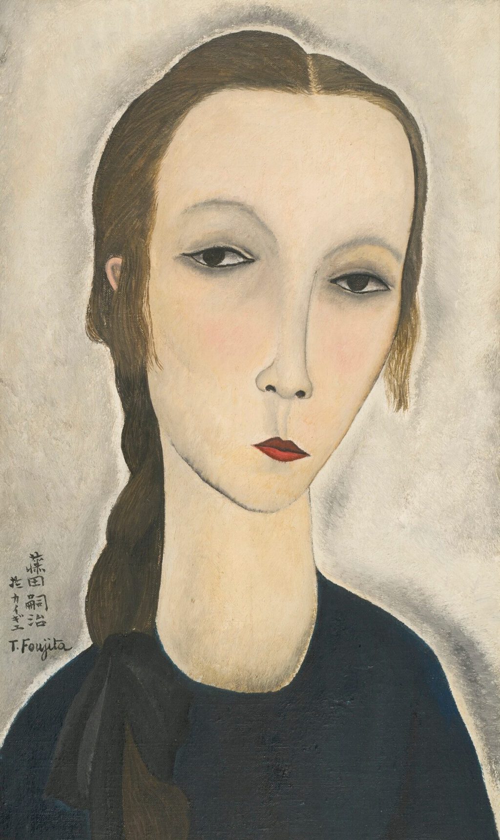 藤田嗣治・Léonard Foujita・レオナール・フジタ PORTRAIT DE JEUNE FEMME (HANKA ZBOROWSKA) 1918 Signed T. Foujita and in Japanese and inscribed Cagnes in Japanese (lower left)