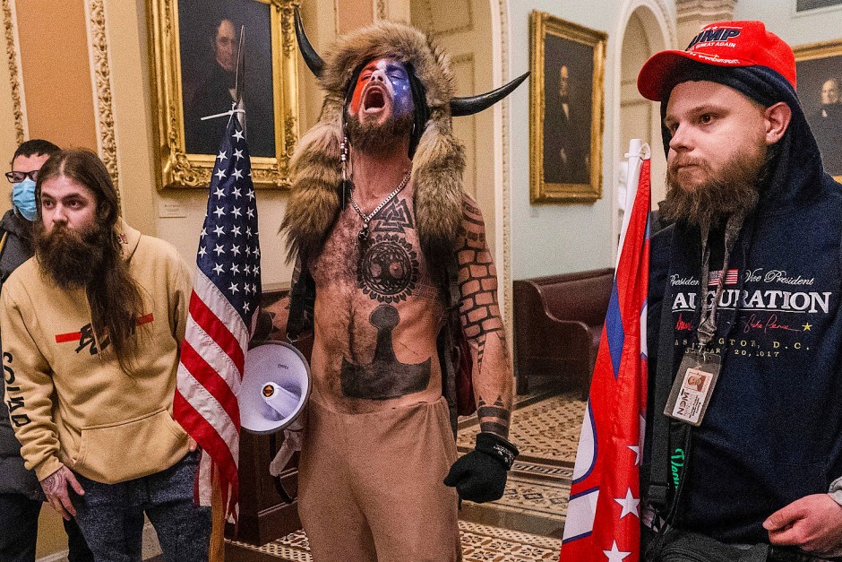 Crazy American and Trump Follower in the Capitol