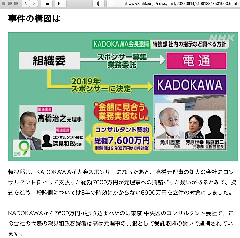 Screenshot from NHK website