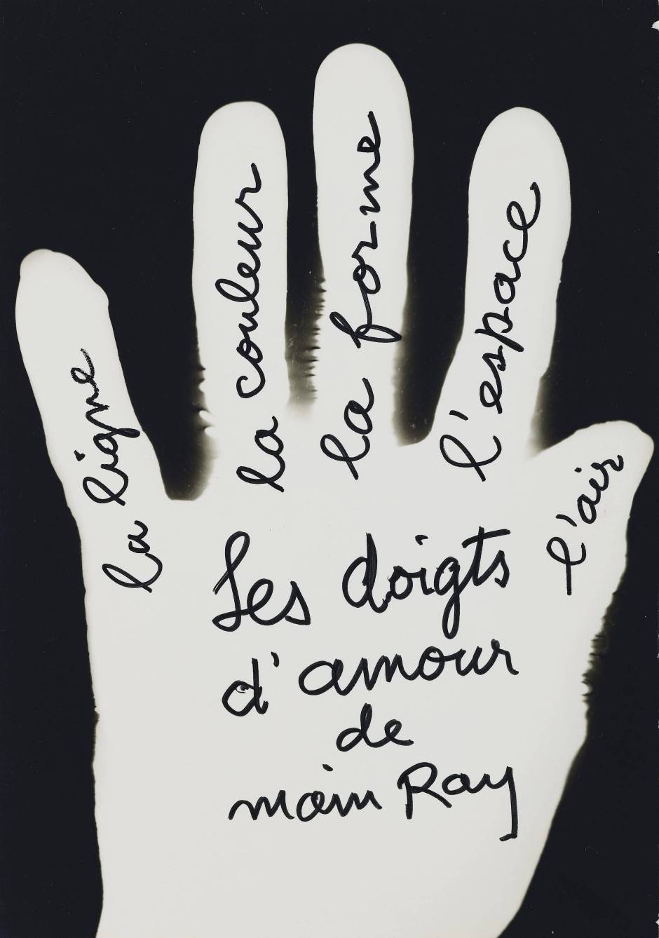 マン・レイ Man Ray Les doigts d’amour de Main Ray, la ligne, la couleur, la forme, l’espace, l’air 1951 Estimate 50-70.000 Euro