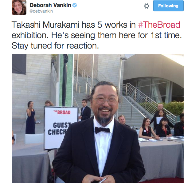 Deborah Vankin’s shot of Murakami during the reception @ THE BROAD, Sept.2015