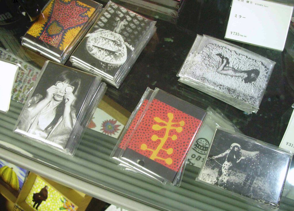 KUSAMA Yayoi’s books, items and works for sale at the Temporary Showroom of Takahashi Ryutaro Collection in Hibiya, Tokyo 2009