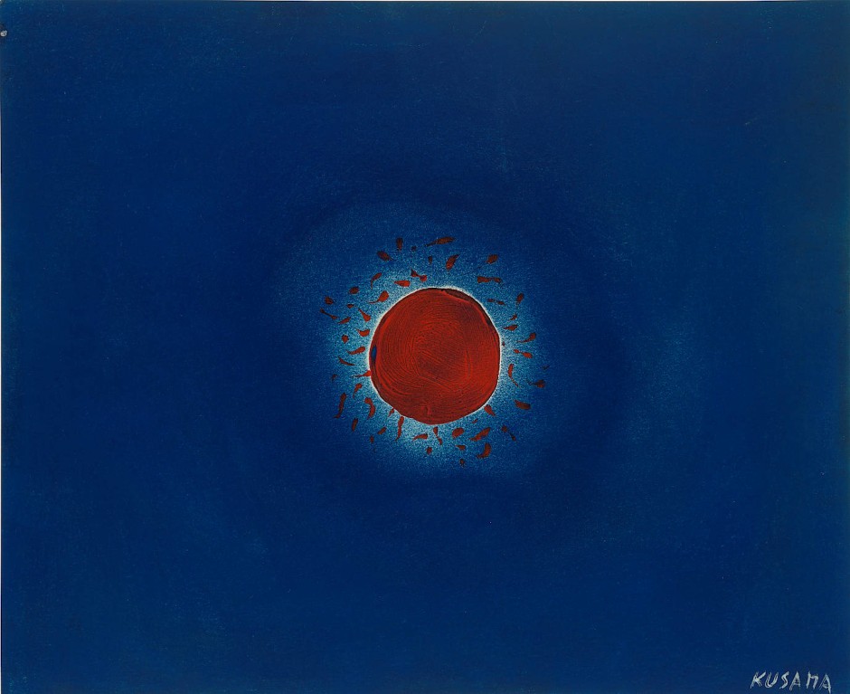 草間彌生 KUSAMA Yayoi Sun 1953, oil, gouache, pastell on paper, 26.6 x 31 cm, estimate 40.000-60.000 US Dollar @ Bonhams