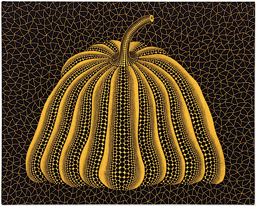 草間彌生 KUSAMA Yayoi Pumpkin 1993, 73 x 90.8 cm, acrylic on canvas, signed, titled in Japanese and dated ‘Yayoi Kusama 1993’ (on the reverse)