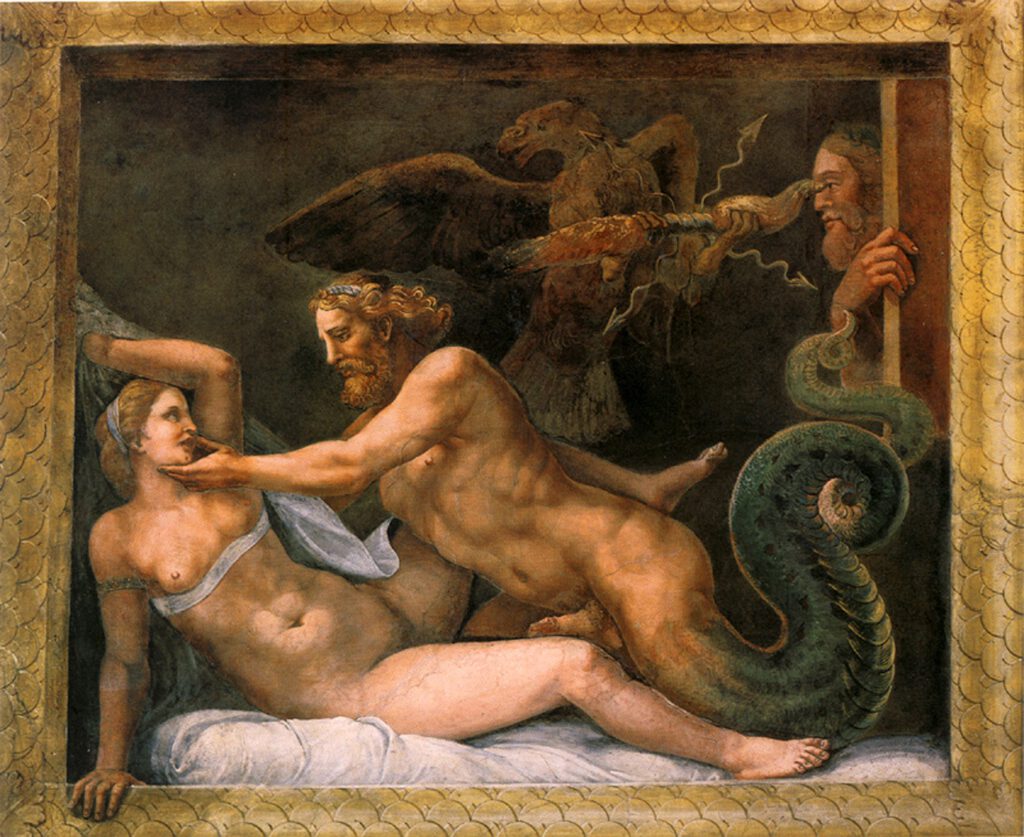 Giove seduce Olimpiade 1510-1513, Mantua, Palazzo del Te, Italy