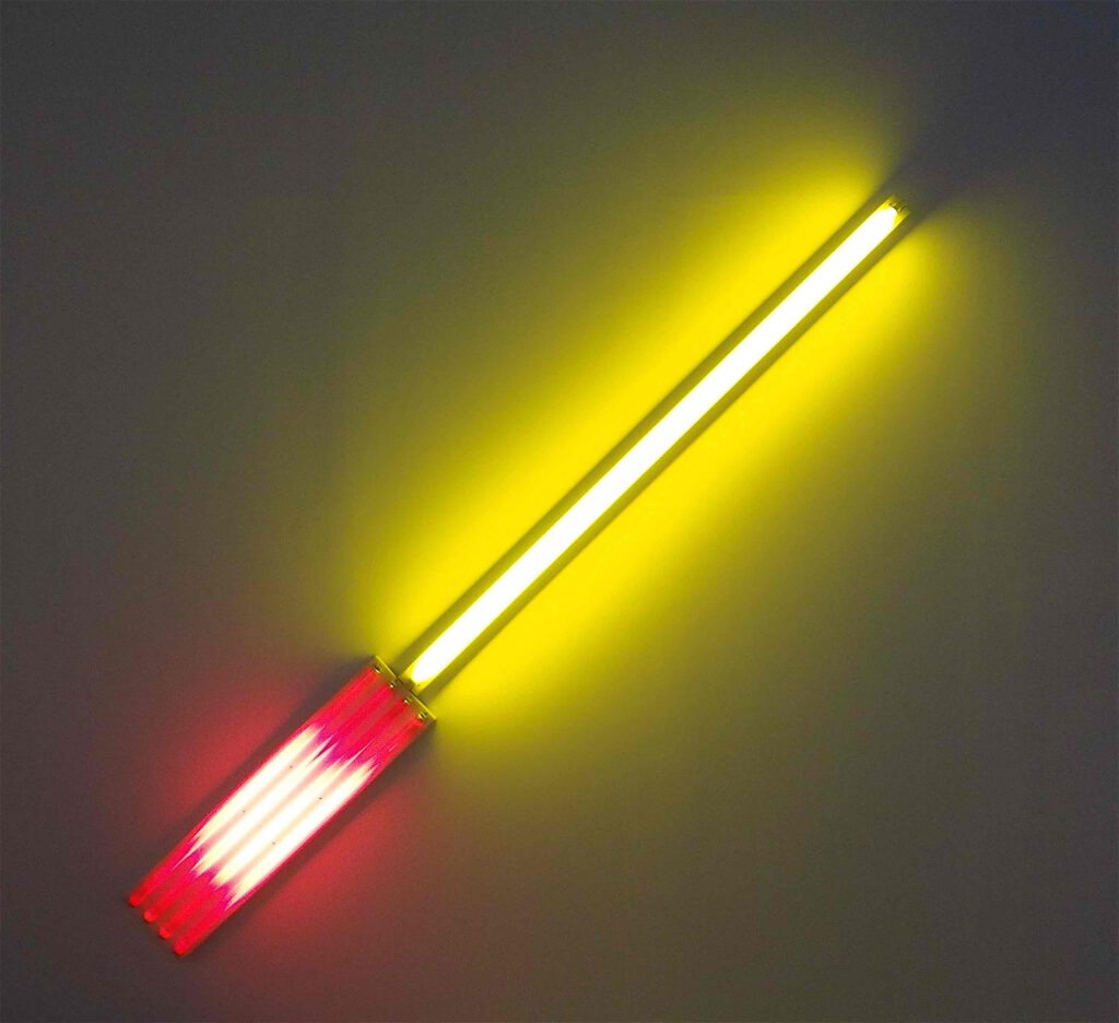 Dan Flavin “Alternate Diagonals of March 2, 1964” (to Don Judd)” 1964, Red and gold fluorescent light