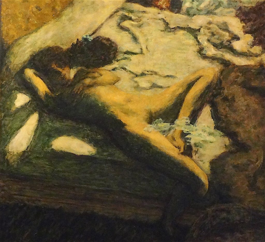ピエール・ボナール「ベッドの上でうとうとする女性」又は「惰性的な女性」1899年、部分