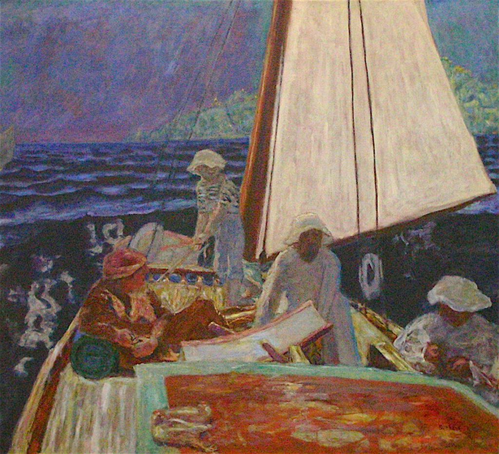 ピエール・ボナール「ボートに乗るシニャックと仲間たち」1924年、チューリッヒ