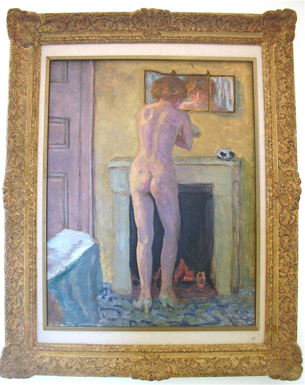 ピエール・ボナール「暖炉の前の裸」1919年、ラノンシアード美術館、サントロペ