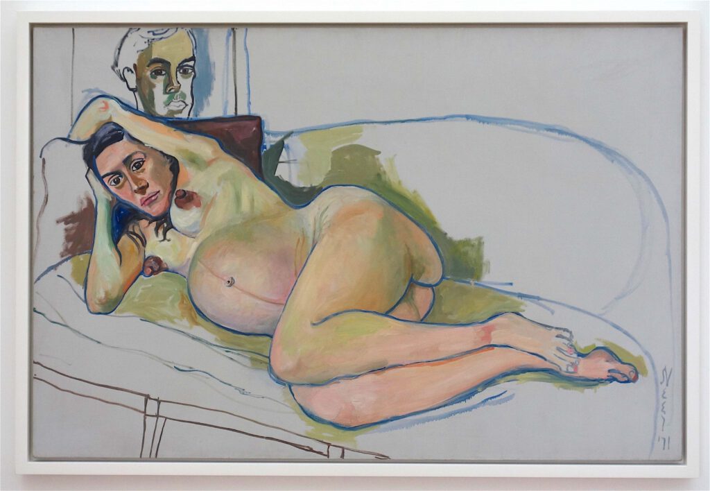 アリス・ニール「妊娠中の女性」油絵、101.6 x 152.4 センチ、1971年