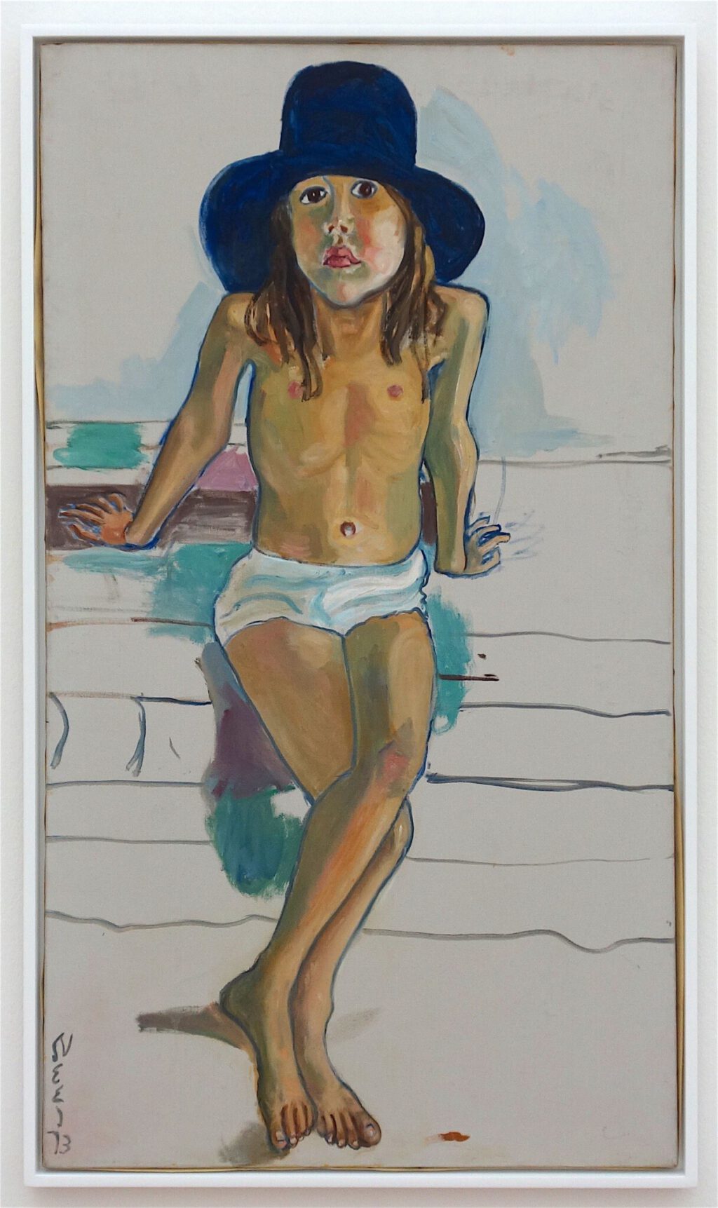 アリス・ニール「青い帽子のオリビア」油絵、1973年