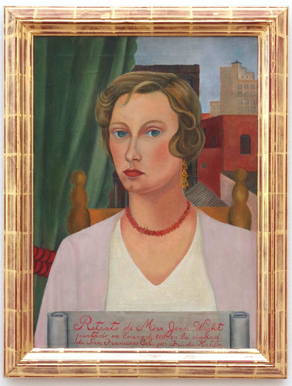 フリーダ・カーロ「ジーン・ワイト夫人の肖像画」 キャンバスに油彩、63.5 x 46 センチ、1931年 (Berggruen Collection)