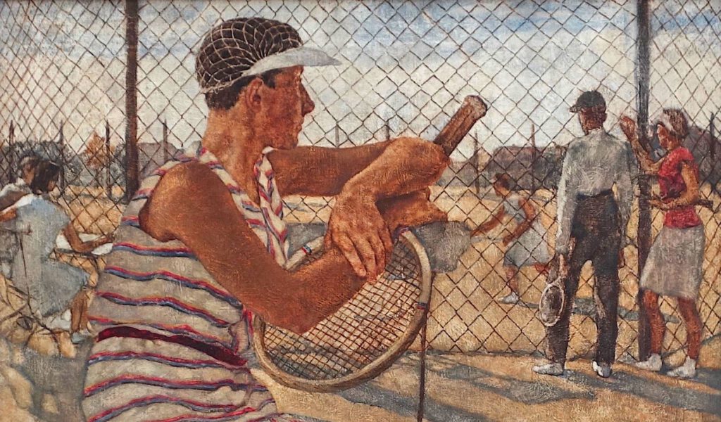 ロッテ・ラーゼルシュタイン「女性のテニスプレイヤー」キャンバスに油彩、110 x 95.5 センチ、部分、1929年