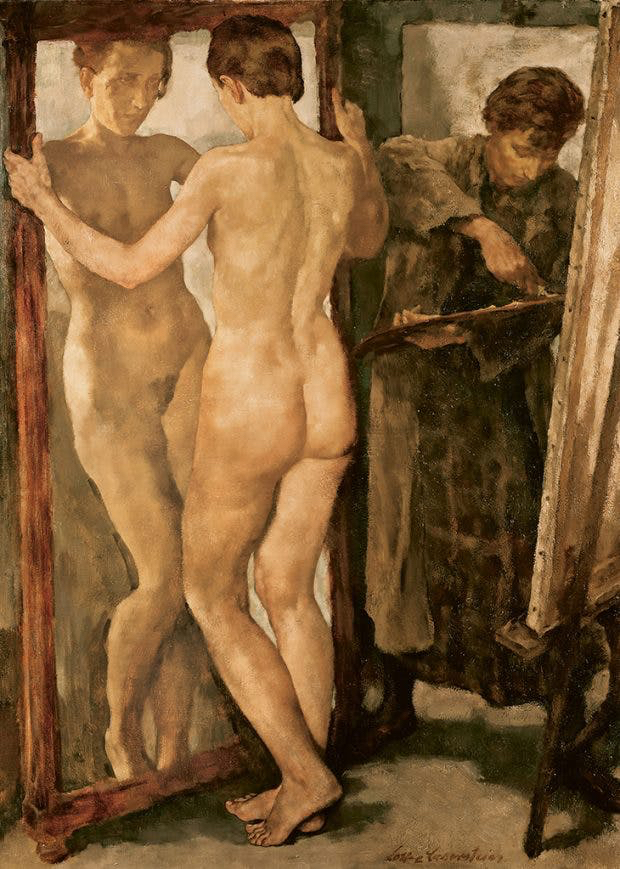 ロッテ・ラーゼルシュタイン「鏡の前」キャンバスに油彩、1930-1931年