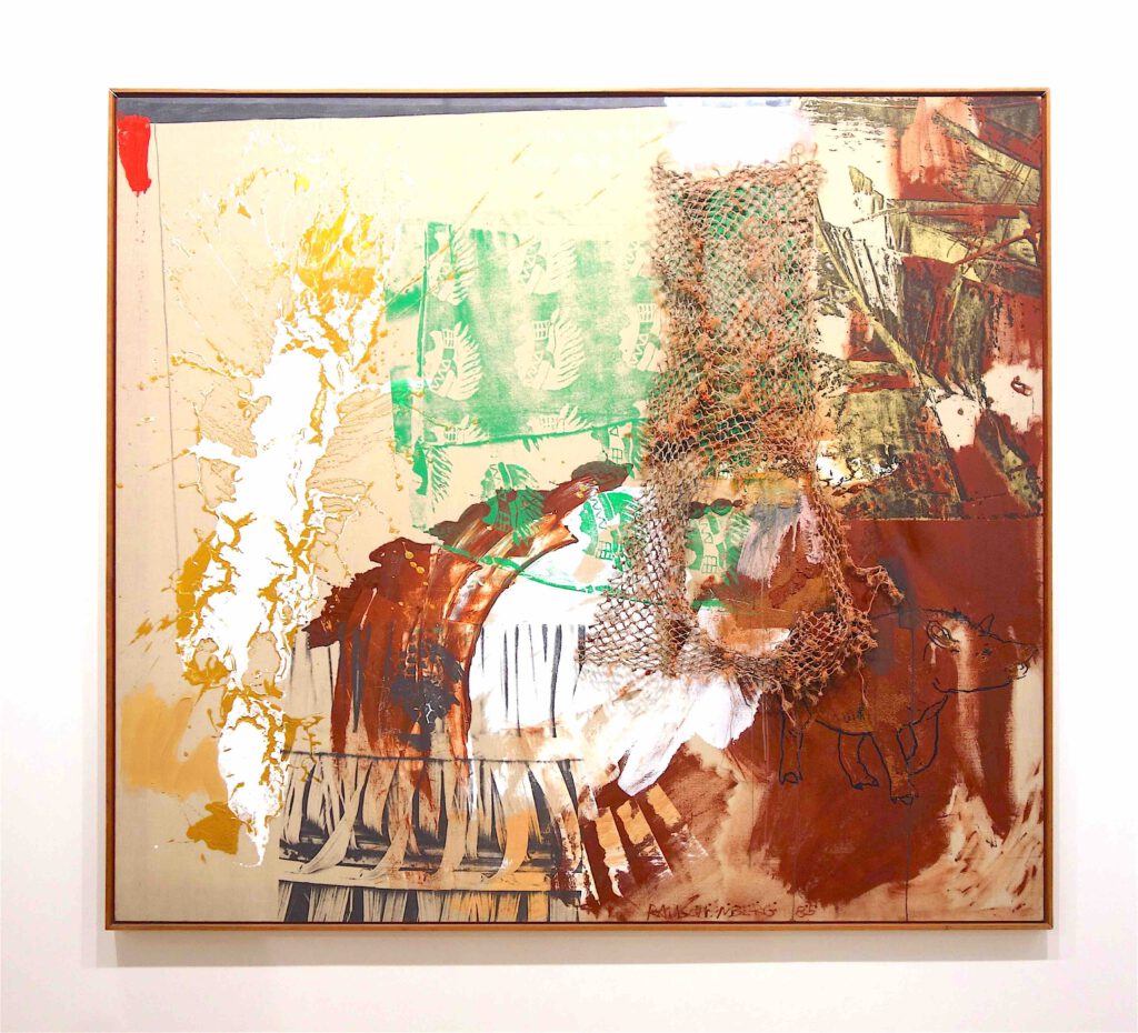 Robert Rauschenberg Omoto Snare ROCI VENEZUELA 1985 Silkscreen ink, acrylic and graphite on canvas with object 177.2 x 199.1 cm (RR 1220)(Thaddaeus Ropac)