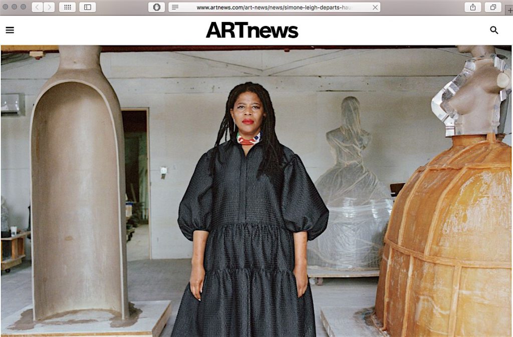 screenshot from the website of ARTnews, 29th of October 2021