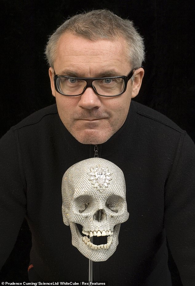 Damien Hirst with fake diamonds