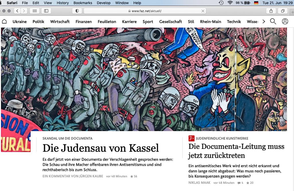 Screenshot from the website of The Frankfurter Allgemeine Zeitung, 2022/6/21