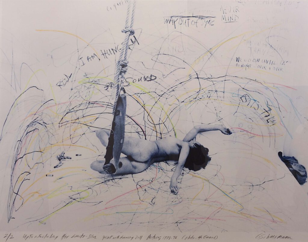 Carolee Schneemann Up to and Including Her Limits with Kitch 1974. Ink and collage on paper, 35.6 x 43.2 cm @ P・P・O・W