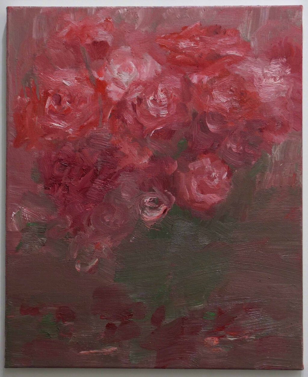 Yan Pei-Ming Bouquet de roses 2022. Oil on canvas, 61 x 50 x 2 cm @ MASSIMODECARLO